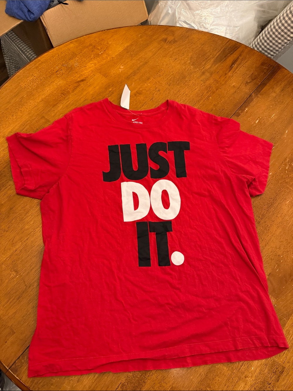 Nike Red Graphic "JUST DO IT." Tee with Black & White Lettering xl